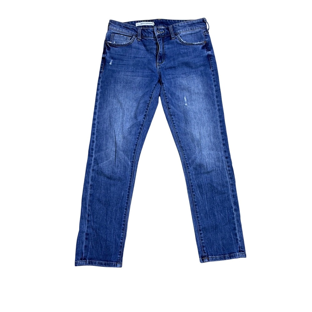 Pilcro and the Letterpress Jeans Womens 28 Blue Straight Leg Stretch Boho Casual